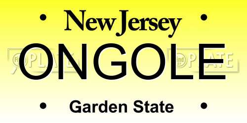 ONGOLE New Jersey License Plate