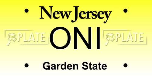 ONI New Jersey License Plate