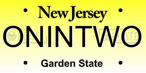 ONINTWO New Jersey License Plate