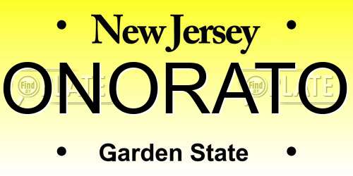 ONORATO New Jersey License Plate