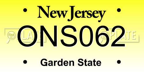 ONS062 New Jersey License Plate