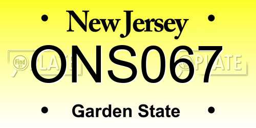 ONS067 New Jersey License Plate