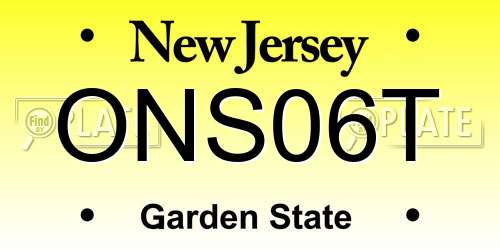 ONS06T New Jersey License Plate