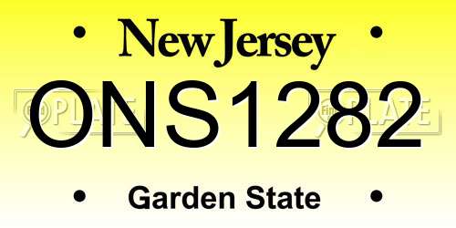 ONS1282 New Jersey License Plate