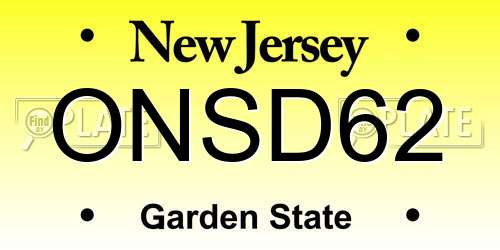 ONSD62 New Jersey License Plate