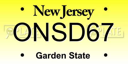 ONSD67 New Jersey License Plate