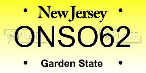 ONSO62 New Jersey License Plate