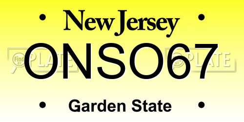 ONSO67 New Jersey License Plate