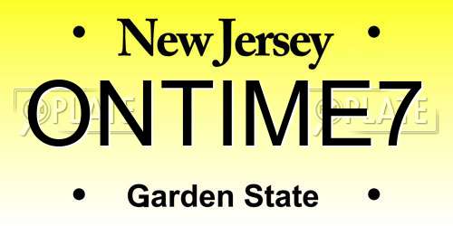 ONTIME7 New Jersey License Plate