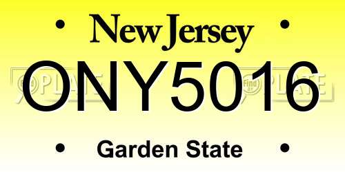 ONY5016 New Jersey License Plate
