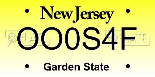 OO0S4F New Jersey License Plate