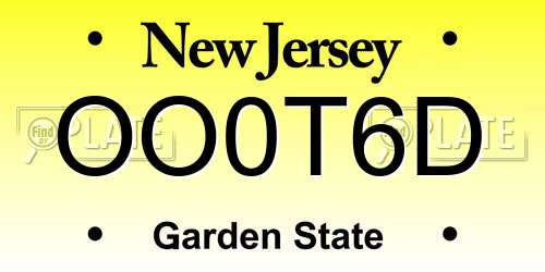 OO0T6D New Jersey License Plate