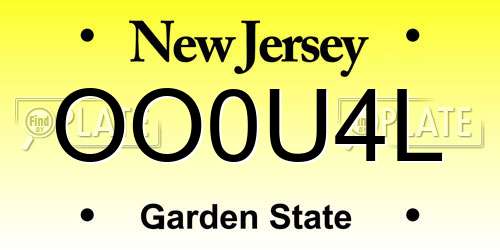 OO0U4L New Jersey License Plate