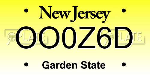 OO0Z6D New Jersey License Plate
