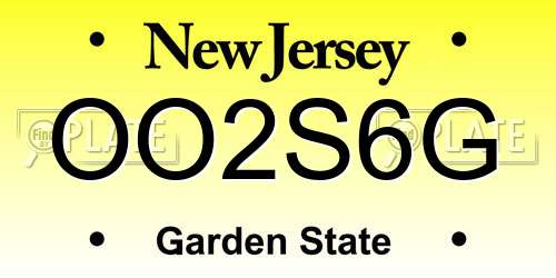 OO2S6G New Jersey License Plate