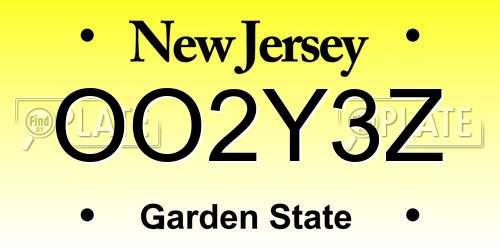 OO2Y3Z New Jersey License Plate