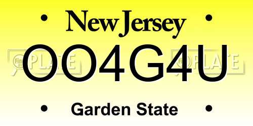 OO4G4U New Jersey License Plate