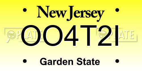OO4T2I New Jersey License Plate