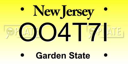 OO4T7I New Jersey License Plate
