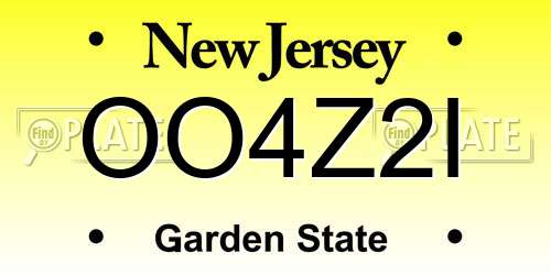 OO4Z2I New Jersey License Plate