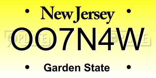 OO7N4W New Jersey License Plate