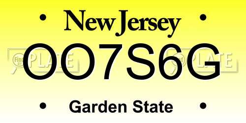 OO7S6G New Jersey License Plate