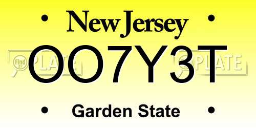 OO7Y3T New Jersey License Plate