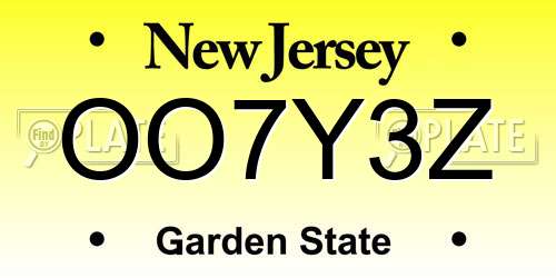 OO7Y3Z New Jersey License Plate
