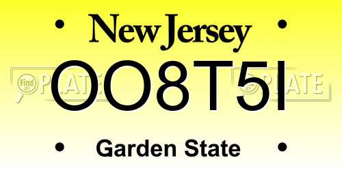 OO8T5I New Jersey License Plate