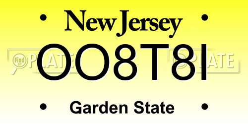 OO8T8I New Jersey License Plate
