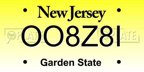 OO8Z8I New Jersey License Plate