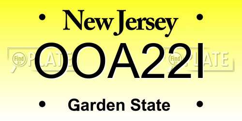 OOA22I New Jersey License Plate