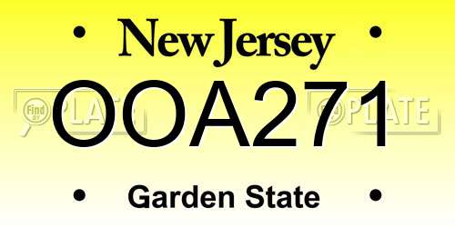 OOA271 New Jersey License Plate