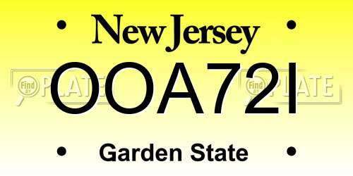 OOA72I New Jersey License Plate