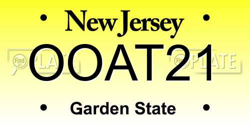 OOAT21 New Jersey License Plate