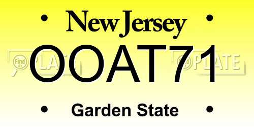 OOAT71 New Jersey License Plate