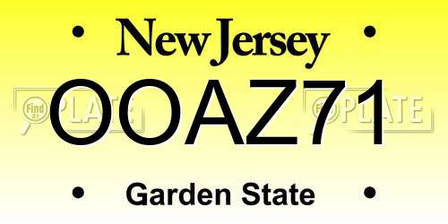 OOAZ71 New Jersey License Plate