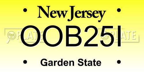 OOB25I New Jersey License Plate