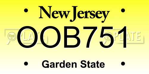 OOB751 New Jersey License Plate
