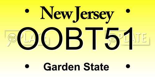 OOBT51 New Jersey License Plate