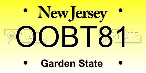 OOBT81 New Jersey License Plate