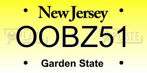 OOBZ51 New Jersey License Plate