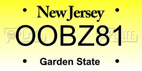 OOBZ81 New Jersey License Plate