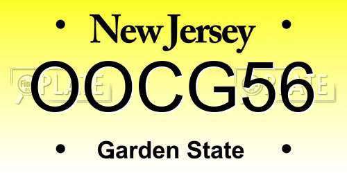 OOCG56 New Jersey License Plate