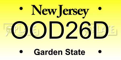 OOD26D New Jersey License Plate