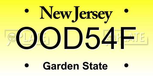 OOD54F New Jersey License Plate