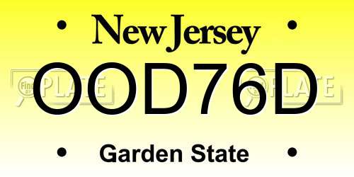 OOD76D New Jersey License Plate