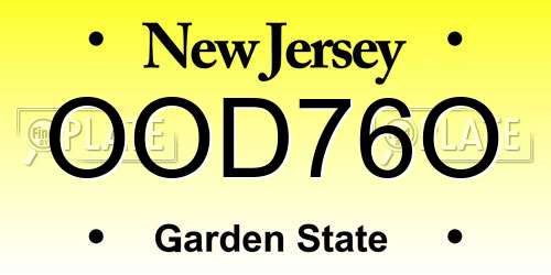 OOD76O New Jersey License Plate