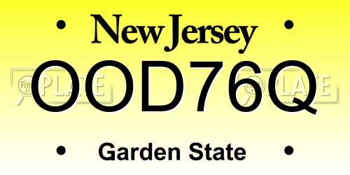 OOD76Q New Jersey License Plate