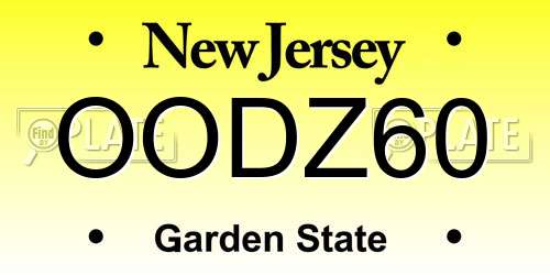 OODZ60 New Jersey License Plate